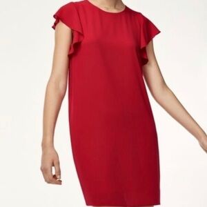 Aritzia Babaton Red Ruffle Shirt Dress | Size XS